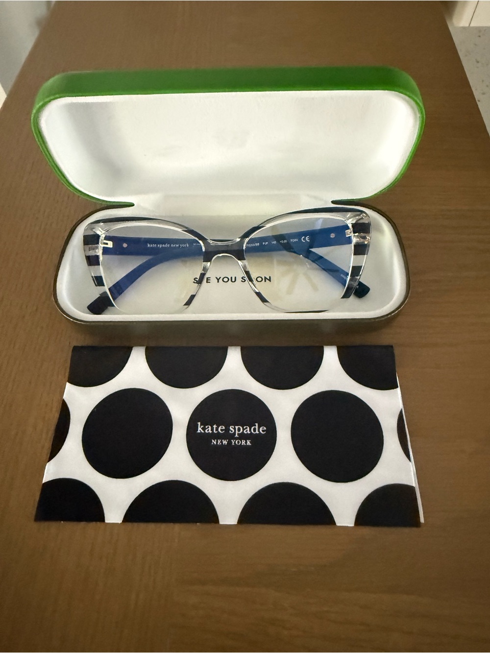 Kate Spade Clear Frames with Blue Striped Blue Light Glasses